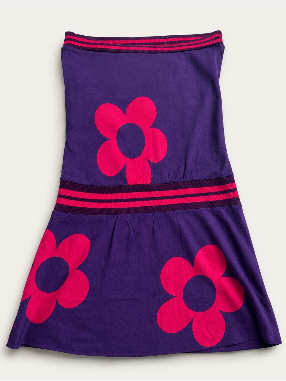 Vintage FARM Rio Rare Purple Pink Floral Strapless Mini Dress Y2K Mod Medium